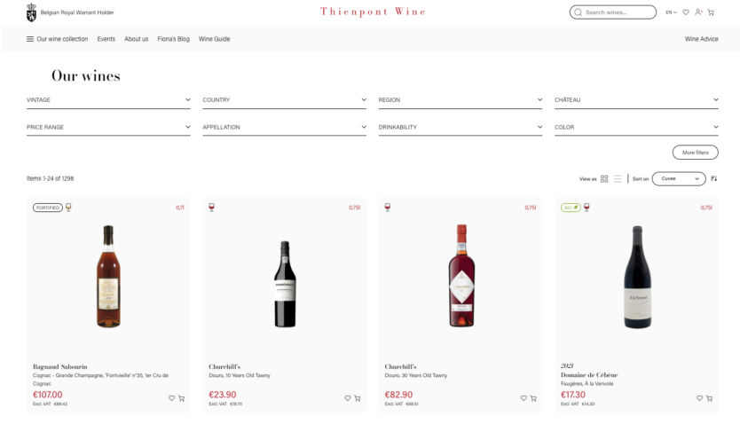 Screenshot: Thienpont gallery view
