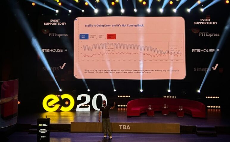 A Google search console graphic showing the traffic going down