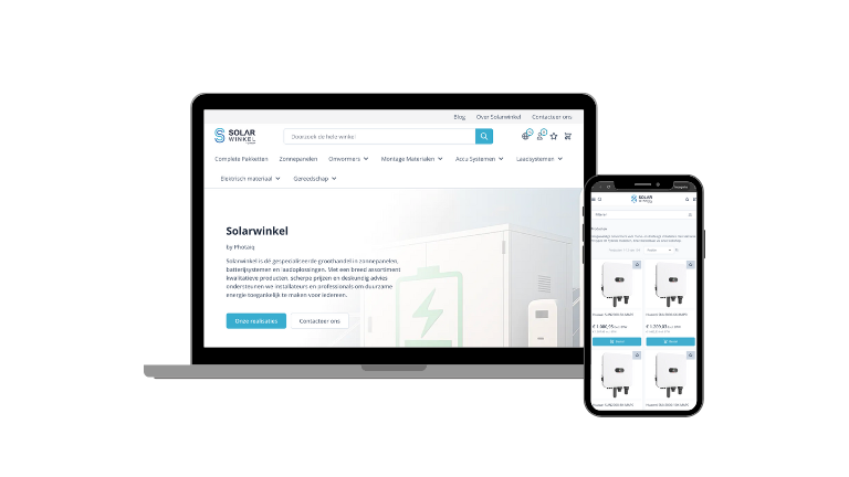 Portfolio-Solarwinkel This is the homepage of solarwinkel as seen on a desktop and on a smartphone screen